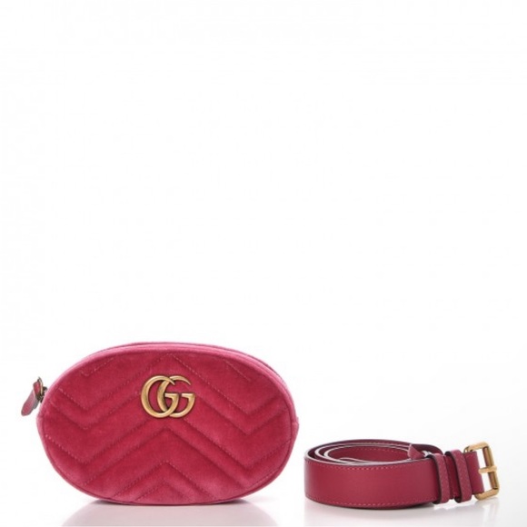 Authentic Gucci Pink Velvet Matelasse GG Marmont Belt Bag! - Picture 4 of 13